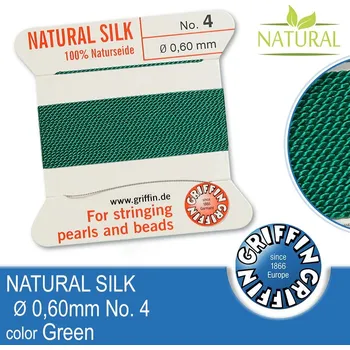 Nit Hedvábná nit s jehlou GRIFFIN síla nitě 0,60mm No.4 délka 2m. Barva Green