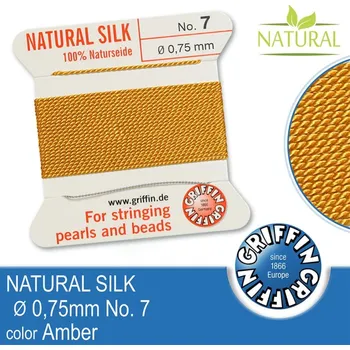 Nit Hedvábná nit s jehlou GRIFFIN síla nitě 0,75mm No.7 délka 2m. Barva Amber