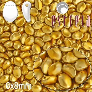 Korálek MAČKANÉ korále tvar OKVĚTNÍ LUPEN Velikost 6x8mm. Barva ZLATÁ 47835. Balení 20ks na návleku