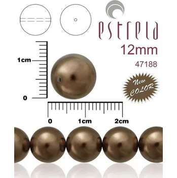 Korálek VOSKOVANÉ korále tvar kulatý. Velikost 12mm. Barva 47188 (hnědá tmavá). Balení 8ks na návleku.