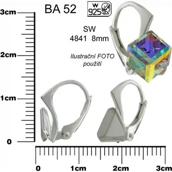 Šperk NÁUŠNICE na SW 4841 8mm ozn.BA 52. Materiál STŘÍBRO AG925.váha 0,71g.