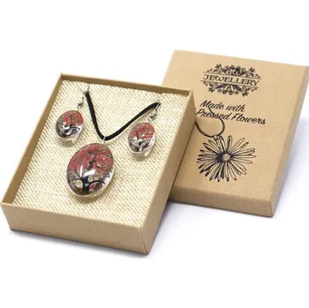 Souprava šperků Sada šperků s lisovanými květy – náhrdelník a náušnice korálová ✨