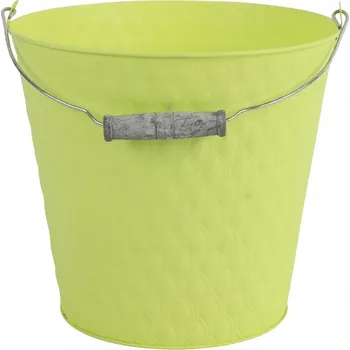 Květináč Plechový kyblík s uchem Sannah M žlutý 24x24x22 cm
