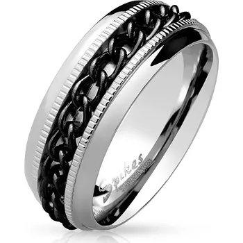 Prsten Atreya Ocelový prsten s černým řetízkem Velikost prstenu: 62