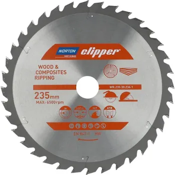 Řezný kotouč NORTON-CLIPPER Kotouče na dřevo 235x2.8mm /1.8x30mm Norton Clipper TCT WOOD RIPPING