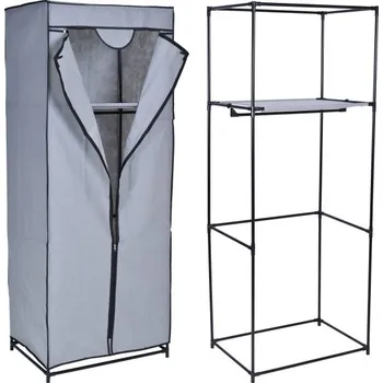 Šatní skříň Textilní skříň s policemi Fela - šedá