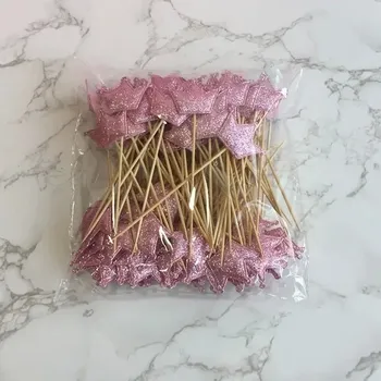 Party dekorace Dekorace na muffiny | ozdoba na dort 10 ks - HG. Třpytivá růžová