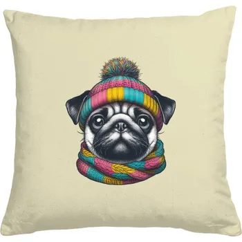 Bytový textil Polštář bavlněný s potiskem Polštář Mops kulich