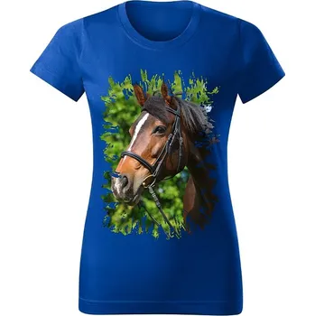 Dámské tričko Moon River Dámské tričko s koněm č.01 Modré 3XL (koňské koně kůň hlava)