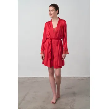 Dámské oblečení Vamp - Dámský saténový župan 16920 - Vamp red XL