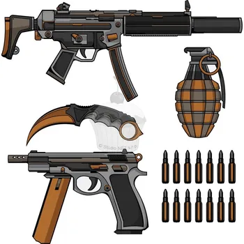 Jedlá dekorace na dort Caketools Jedlý papír "Zbraně mix 2" - A4