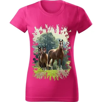 Moon River Dámské tričko s koněm č.03 Purpurové XS (koňské koně kůň hlava)