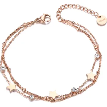 Náramek B-TOP Dvojitý pozlacený náramek z nerezové oceli s přívěsky Hvězdiček