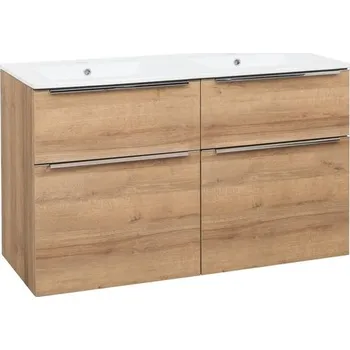 Koupelnový nábytek EBS Nevio Skříňka a keramické umyvadlo Slim 121 cm, dub Riviera NEVIOSL121D