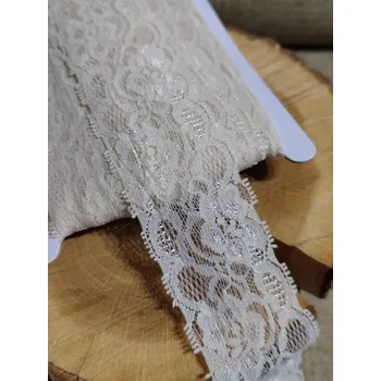 Krajka Elastická krajka / vsadka šíře 50 mm béžová