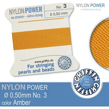 Nit NYLON Power velmi pevná nit GRIFFIN síla nitě 0,50mm Barva Amber