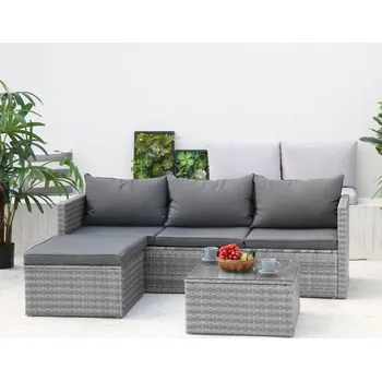 Zahradní sestava Rohová ratanová sedací souprava Avenberg Calypso - sv. šedá/tm. šedá