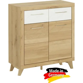 Komoda Malá komoda divoký dub masiv/bílá matná MDF BERLIN-S01-2BN