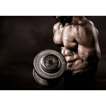 Plakát Plakát, Obraz - Bodybuilder performing power lift curl, HadelProductions