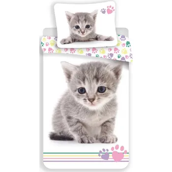 Povlečení Povlečení s kočkou a srdíčky