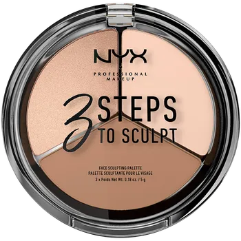 Paletka dekorativní kosmetiky NYX 3 Steps To Sculpt rozjasňující a konturovací paletka 15 g 01 Fair