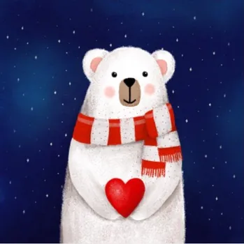 Obraz Fotoplátno čtverec s potiskem Obraz medvídek se srdcem na dlani