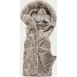 Béžová kožešinová vesta s kapucí (BR8060-12) odstíny béžové 46