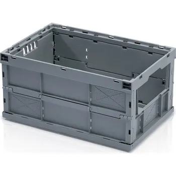 Úložný box Plastová skládací přepravka bez víka s vkladovým oknem, 60x40x30 cm, slevy