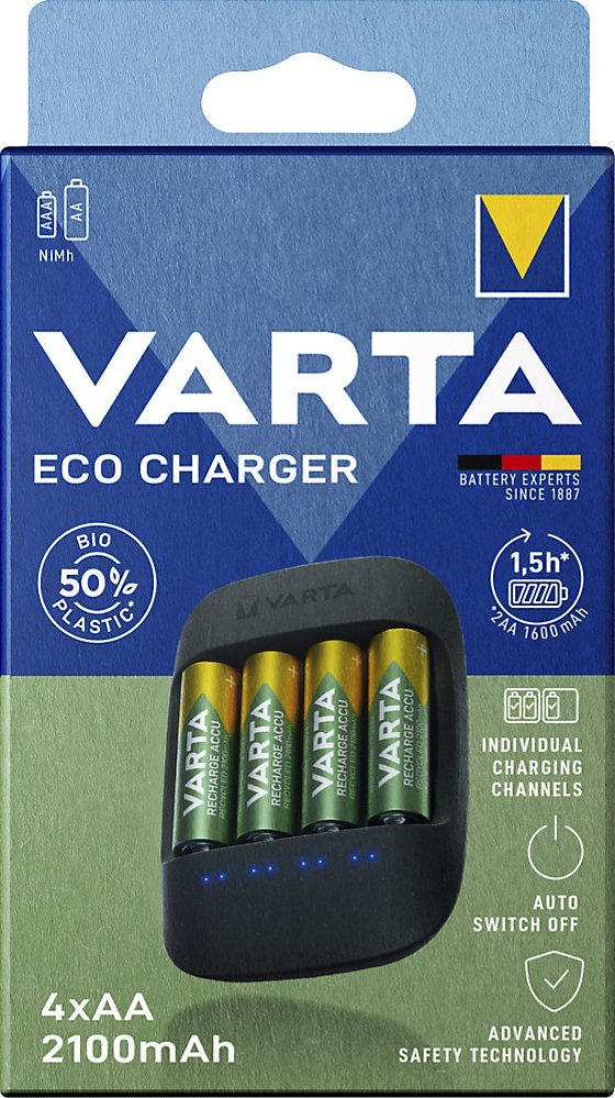 Varta Eco Charger 57680 4x AA 2100 mAh od 5 179 Kč Zbozi cz