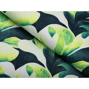 Dekorační látka Rongo RGP-505 Velké zelené listy - šířka 155 cm