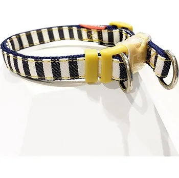 Obojek pro psa Japan Premium "Anglický styl" se silikonovou ochranou a dvojitým zapínáním, žlutý, velikost XS