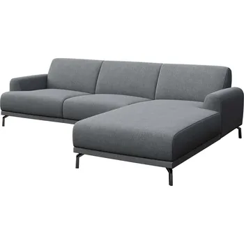 Pohovka Světle šedá rohová látková pohovka MESONICA Puzo 240 cm, pravá s černou podnoží