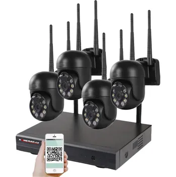 Kompletní kamerový systém Bezdrátový 4 kamerový set WiFi IP Pro WIP4-109B, Black, 3MPx, PTZ, CZ menu