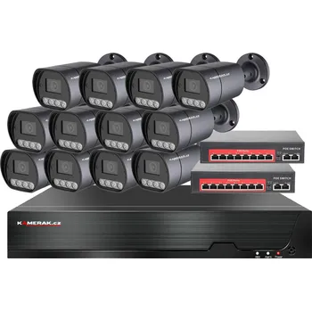 Mikrofon IP 12 kamerový set s externím PoE XM-1210B-Ext. 4MPx, mikrofon, CZ menu