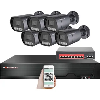 Příslušenství ke zvukové technice IP 6 kamerový set s externím PoE XM-610B-Ext. 4MPx, CZ menu