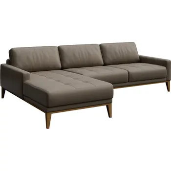 Pohovka Světle hnědá kožená rohová pohovka MESONICA Musso Tufted, levá, 248 cm