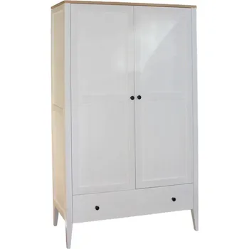 Šatní skříň Buková skříň ROMA White SST3PD bílá šatní Úchyty: úchyt - černá