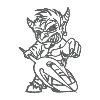 Samolepicí dekorace na vozidlo Čert 006 levá s vidlemi (62 - škrábaný titan) SAMOLEPKA NA AUTO, NÁLEPKA, FÓLIE, POLEP, TUNING, VLASTNÍ TEXT, TISK, AUTOSAMOLEPKY.cz, POLEPY, OBRÁZEK, LOGO, 3D STICKERS