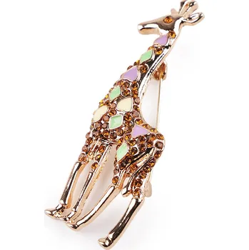 Náramek Brož s broušenými kamínky žirafa, malé, 1 zlatá