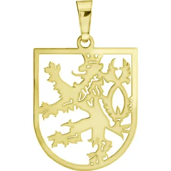 Přívěsek GEMMAX Zlatý přívěsek Český lev - zlatá pavéza – zlatý šperk ryzosti 585/1000 v Dárkovém balení s Certifikátem GUPYN-84081