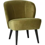 WOOOD Vojensky zelené sametové křeslo Norma