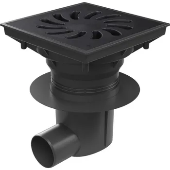 kanalizační vpusť Kanalizační vpusť boční 75-110, vodní hladina, litinová mřížka 250x250 s límcem (možnost napojení hydroizolace) 75 Litina bez šroubů