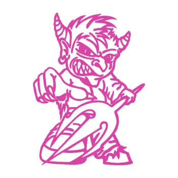 Samolepicí dekorace na vozidlo Čert 006 pravá s vidlemi (16 - růžová) SAMOLEPKA NA AUTO, NÁLEPKA, FÓLIE, POLEP, TUNING, VLASTNÍ TEXT, TISK, AUTOSAMOLEPKY.cz, POLEPY, OBRÁZEK, LOGO, 3D STICKERS