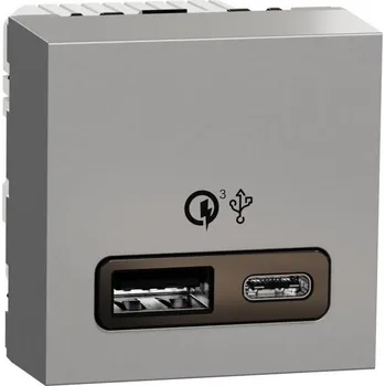 Elektrická zásuvka NOVÁ UNICA Dvojitý nabíjecí USB konektor A+C 18W, 2.4A, 2M, Aluminium