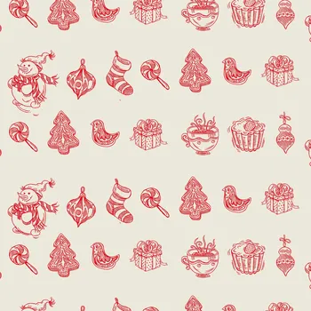 Balící papír Recyklovaný balící papír, potištěný originální kresbou od Alči, Vánoce - červený - 2, rozměr 90x134cm