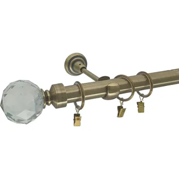 Garnýž Kovovégarnýže.cz Garnýž Globe elegance 25 mm mosaz antik Varianta jednořadá nebo dvouřadá: Dvouřadá, Délka: 480 cm, Uchycení látky: Kroužky s žabkou