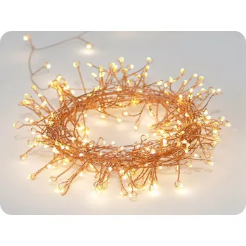 Vánoční dekorace LED dekorační řetěz cluster 2.5m, 50LED, 3xAA, teplá bílá, bez funkcí, měď [X01501217]