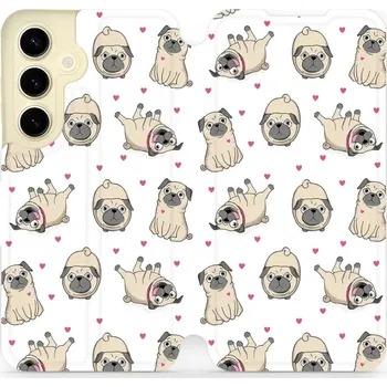 Pouzdro na mobilní telefon Flipové pouzdro Mobiwear - Samsung Galaxy S24 - M097P Mopsíci (Knížkové flip pouzdro, obal, kryt na mobil Samsung Galaxy S24 - M097P Mopsíci, materiál Umělá kůže + TPU - ochrana 360°, stojánek, silikonová vanička, magnetické zavírání)