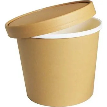 Jednorázové nádobí Kelímek papírový kraft hnědo-bílý 350 ml / 25 ks