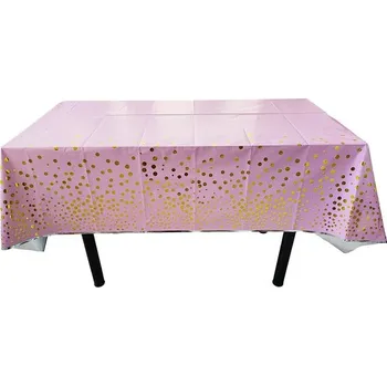 Jednorázový ubrus Jednorázový plastový ubrus s motivem 137 x 274 cm Barva: růžová se zlatými puntíky